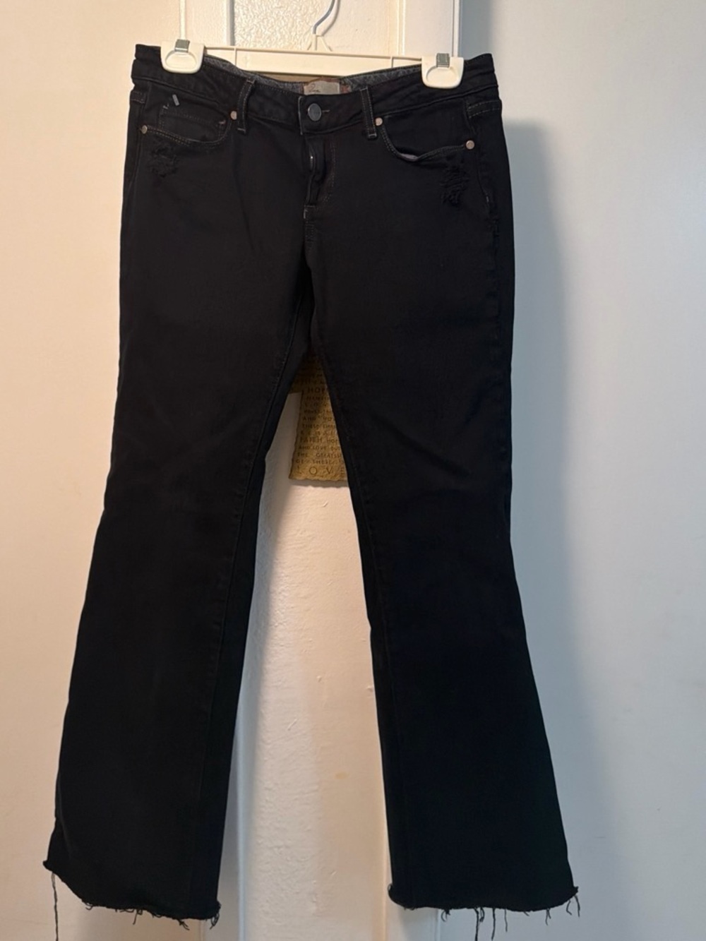 PAIGE Black Flare Jeans with Raw Hem
